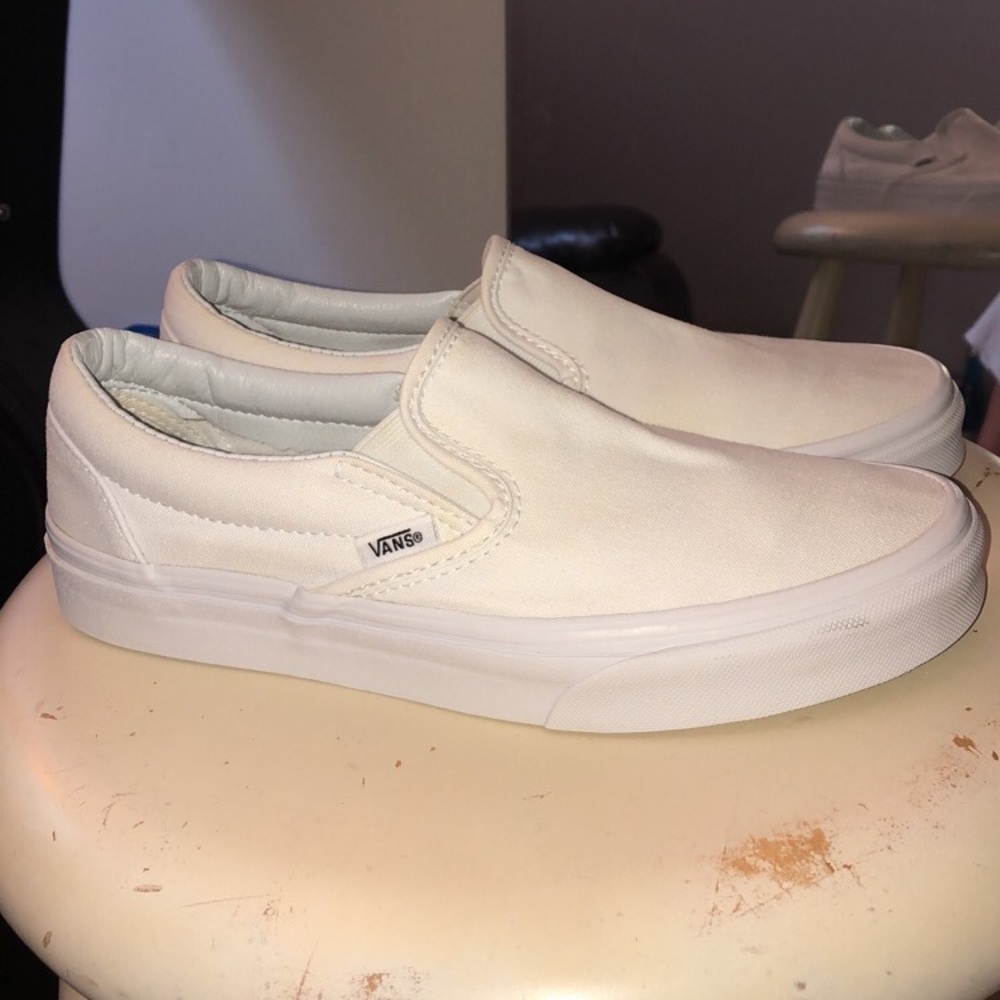 White Slip On Vans